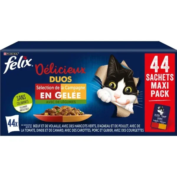 1-MHI FOP 07613287333407_PATEE CHAT FELIX TENDRE EFFLILES CAMPAGNE MAXI_44081349.jpg Félix Effilés en Gelée 44x85gr
